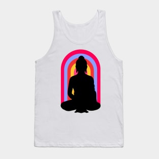 Buddha Om Mani Padme Hum Neon Rainbow Sunset Tank Top